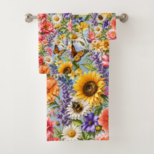 Sunflower Floral Bathroom Towel Set バスタオルセット (インサイチュ)