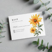 Sunflower floral botanical summer RSVP 招待状