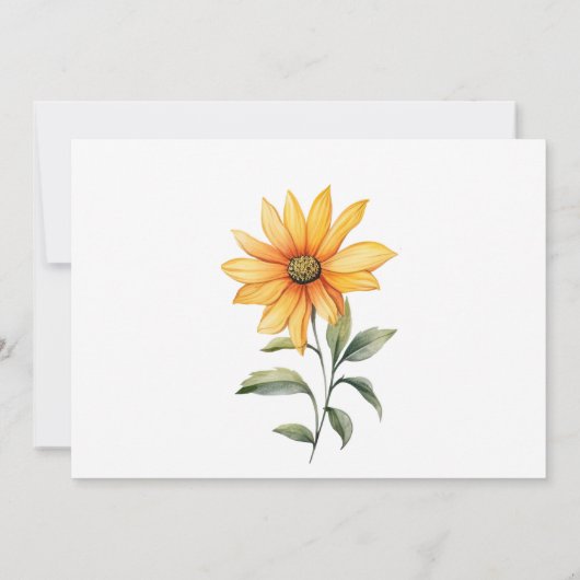 Sunflower floral botanical summer RSVP 招待状 (裏面)