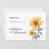 Sunflower floral botanical summer Thank You 招待状 (正面)