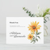 Sunflower floral botanical summer Thank You 招待状 (スタンド正面)