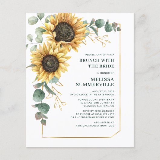 Sunflower Floral Bridal Shower Invitation (正面)