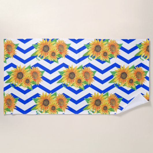 Sunflower Floral Gardens ビーチタオル (正面)