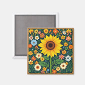 Sunflower floral magnet マグネット (正面/裏面)