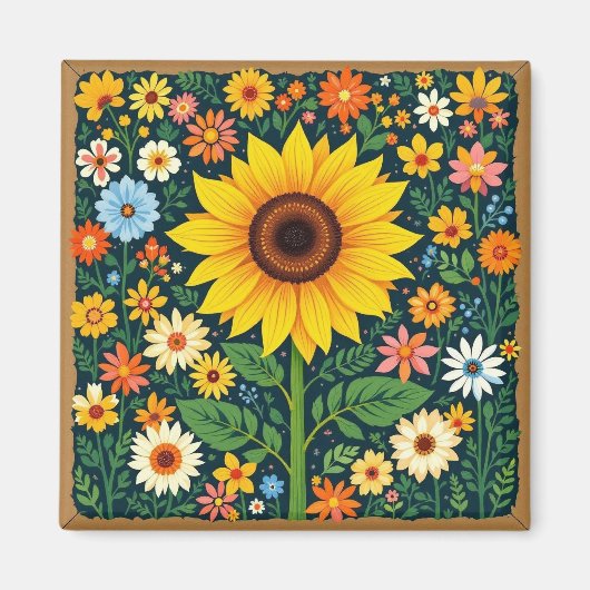 Sunflower floral magnet マグネット (正面)