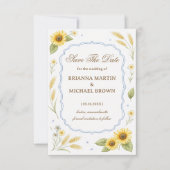 Sunflower Floral Rustic Announcement Wedding セーブザデート (正面)
