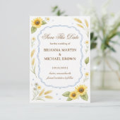 Sunflower Floral Rustic Announcement Wedding セーブザデート (スタンド正面)