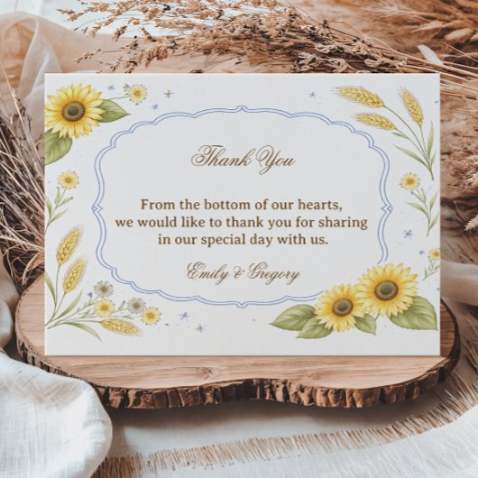 Sunflower Floral Rustic Appreciation サンキューカード