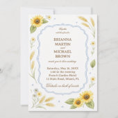 Sunflower Floral Rustic Elegant Wedding 招待状 (正面)