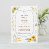Sunflower Floral Rustic Elegant Wedding 招待状 (スタンド正面)