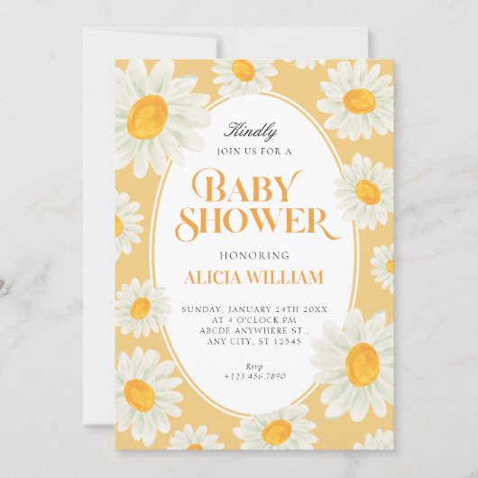 Sunflower Floral seamless pattern baby shower 招待状 (正面)