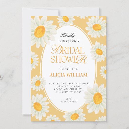 Sunflower Floral seamless pattern bridal shower 招待状 (正面)