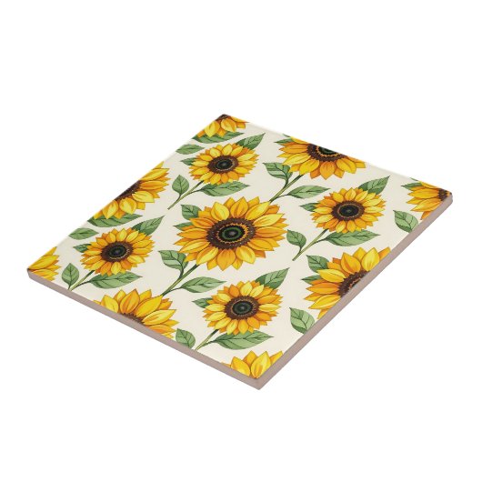 Sunflower Floral Seamless Pattern Bright Yellow タイル (側面)