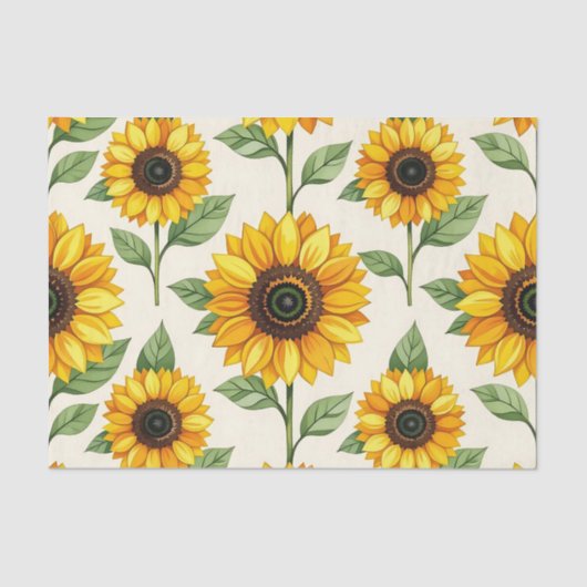Sunflower Floral Seamless Pattern Bright Yellow 薄葉紙 (正面)