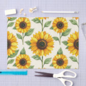 Sunflower Floral Seamless Pattern Bright Yellow 薄葉紙 (クラフト)
