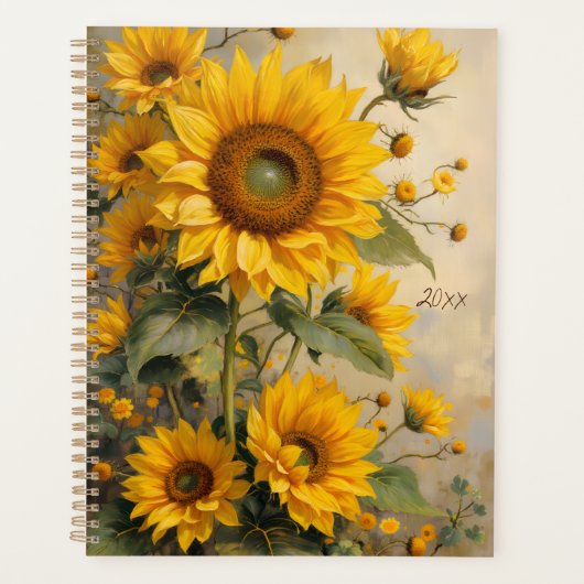 Sunflower Floral Spiral-Bound Planner Botanical プランナー手帳 (正面)