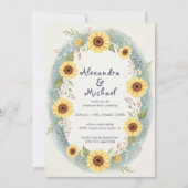 Sunflower Floral Watercolor Wedding Invite 招待状 (正面)