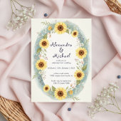Sunflower Floral Watercolor Wedding Invite 招待状
