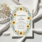 Sunflower Floral Watercolor Wedding Invite 招待状