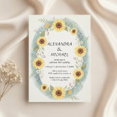 Sunflower Floral Watercolor Wedding Invite 招待状