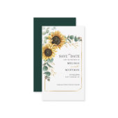 Sunflower Floral Wedding Save The Date ノートカード (正面/裏面インサイチュ)