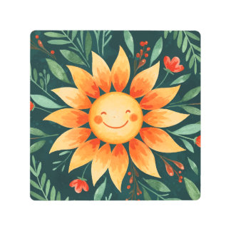 Sunflower flower メタルプリント