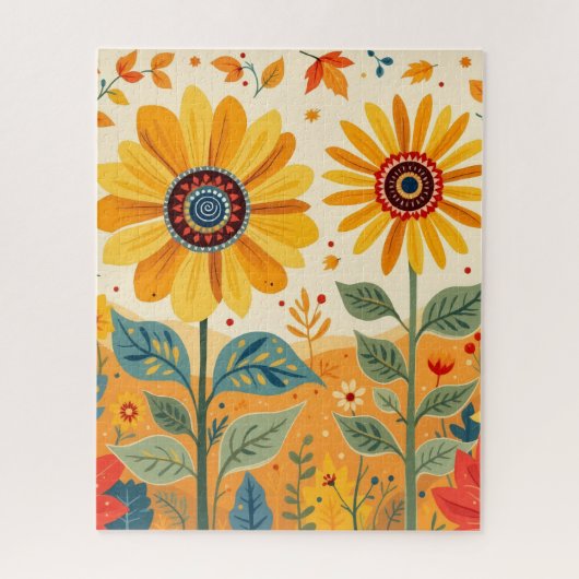 Sunflower Folk Art Puzzle ジグソーパズル (縦)