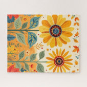 Sunflower Folk Art Puzzle ジグソーパズル (横)