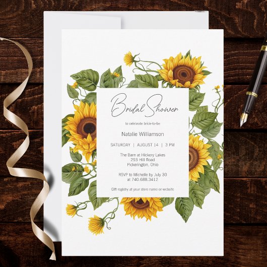 Sunflower Frame Bridal Shower  招待状