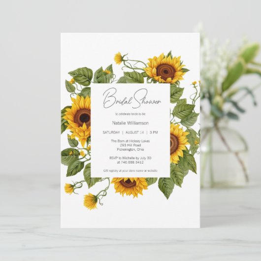 Sunflower Frame Bridal Shower  招待状 (スタンド正面)