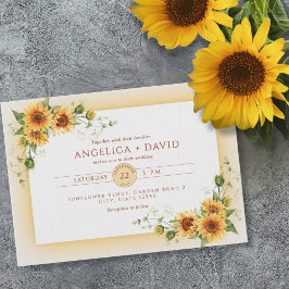 Sunflower Frame Wedding  Invitation 招待状