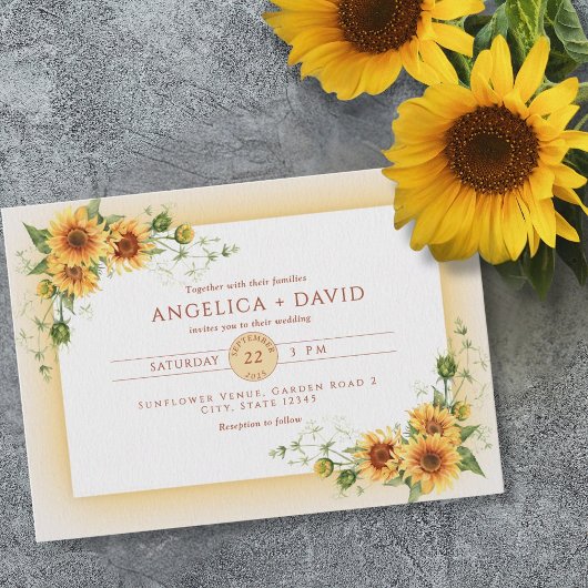 Sunflower Frame Wedding  Invitation 招待状