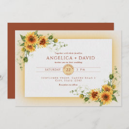 Sunflower Frame Wedding  Invitation 招待状