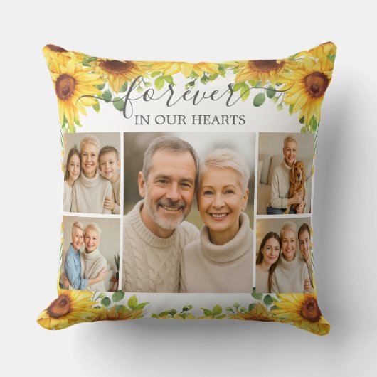 Sunflower Funeral In Loving Memory Photos Keepsake クッション (正面)