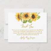 Sunflower Funeral Thank You Note Card Bereavement サンキューカード (正面)