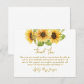 Sunflower Funeral Thank You Note Card Bereavement サンキューカード (正面/裏面)