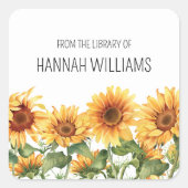 Sunflower Garden From the Library of Bookplate スクエアシール (正面)