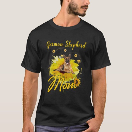 Sunflower German Shepherd Mom Dog Mother's Tシャツ (正面)