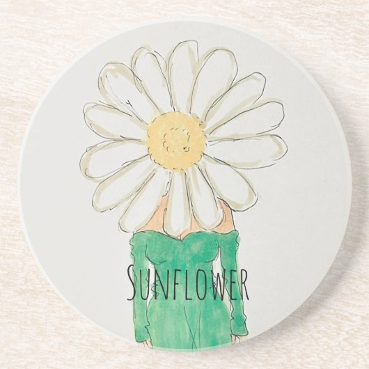Sunflower Girl Green Dress コースター (正面)