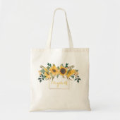 Sunflower Gold Personalized Floral Flower トートバッグ (正面)