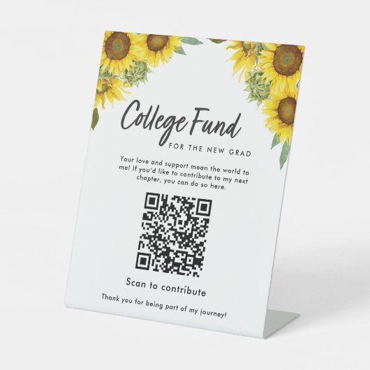 Sunflower Graduation College Fund QR Code 台座サイン (正面)