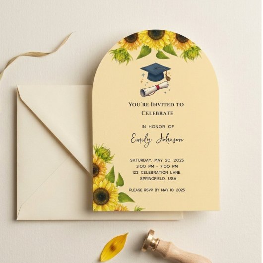 Sunflower Graduation Party Invitation 招待状