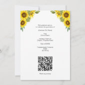 Sunflower Graduation Photo Rustic Floral QR Code 招待状 (裏面)