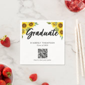 Sunflower Graduation QR Code Party Photo Share スタンダードカクテルナプキン (インサイチュ)
