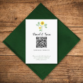 Sunflower Greenery QR Code Wedding エンクロージャーカード