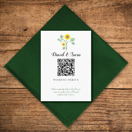 Sunflower Greenery QR Code Wedding エンクロージャーカード