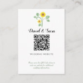 Sunflower Greenery QR Code Wedding エンクロージャーカード (正面)