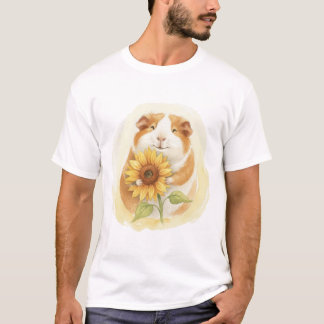 Sunflower Guinea Pig – Gentle Watercolor TinyFur  Tシャツ