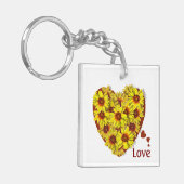 Sunflower Heart Acrylic Keychain キーホルダー (正面左)