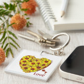 Sunflower Heart Acrylic Keychain キーホルダー (正面右)